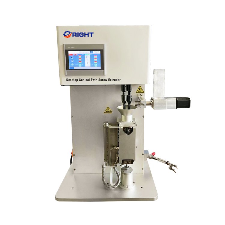 Mini conical twin screw extruder